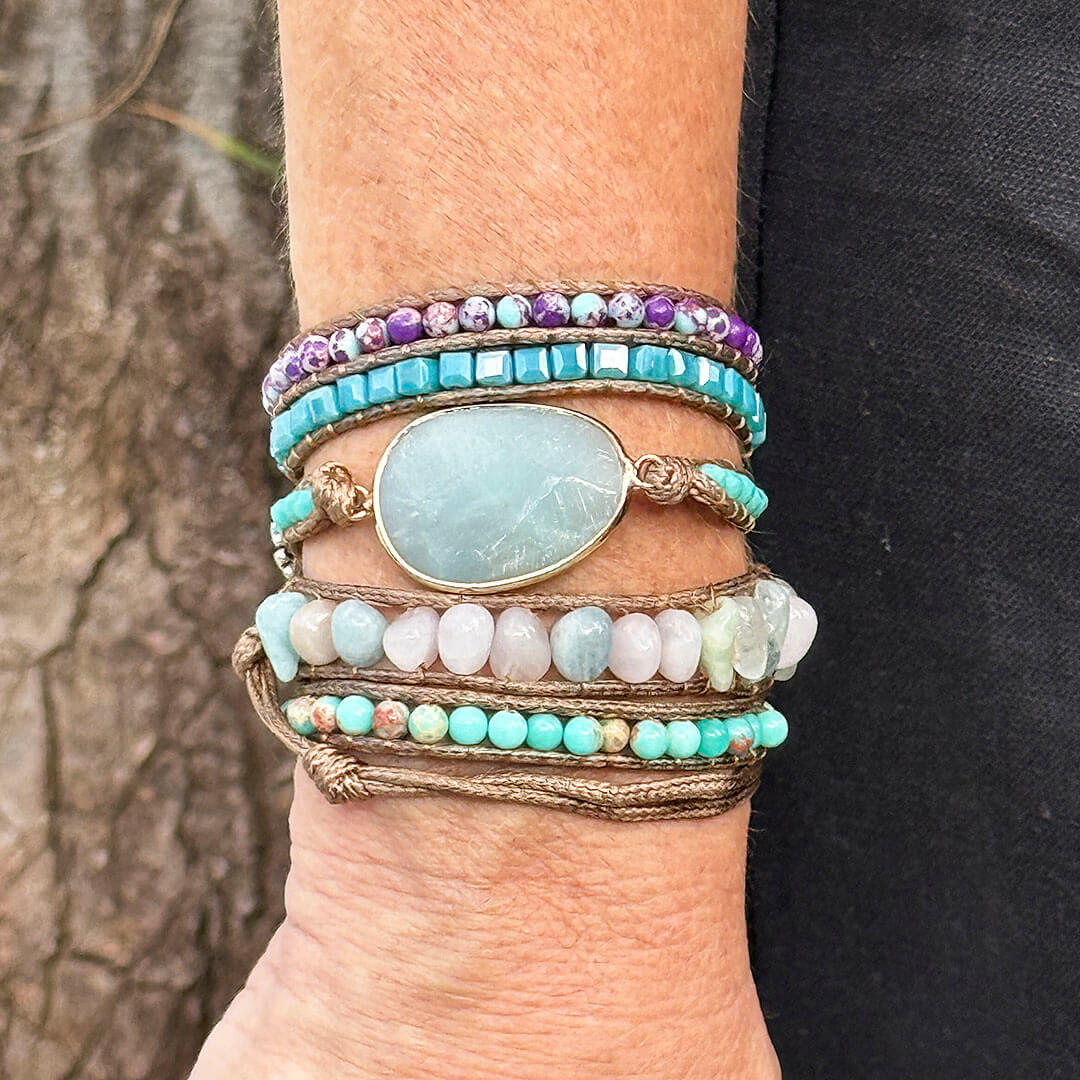 Pulseira Amazonita Boho Chic Estela - Equilíbrio, Paz e Energia Positiva
