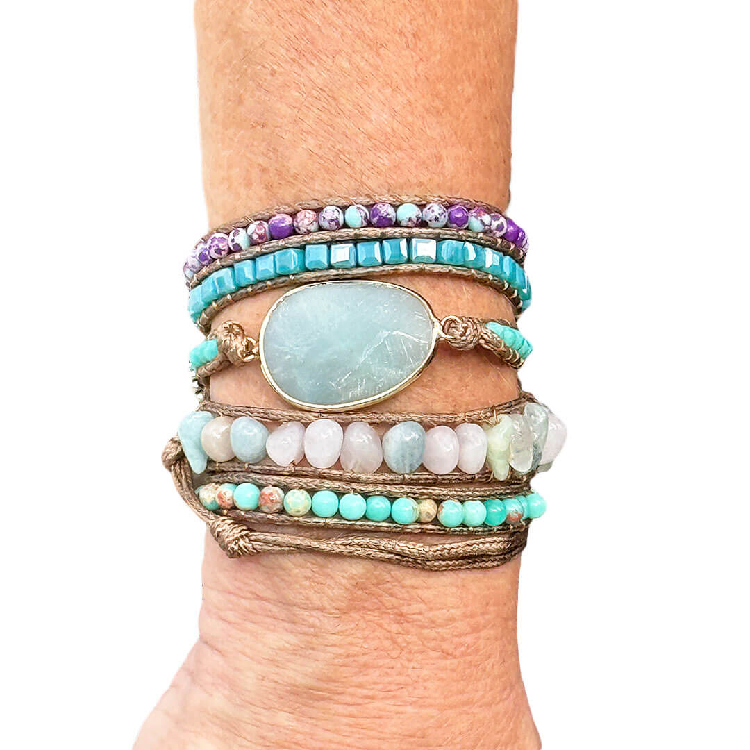 Pulseira Amazonita Boho Chic Estela - Equilíbrio, Paz e Energia Positiva