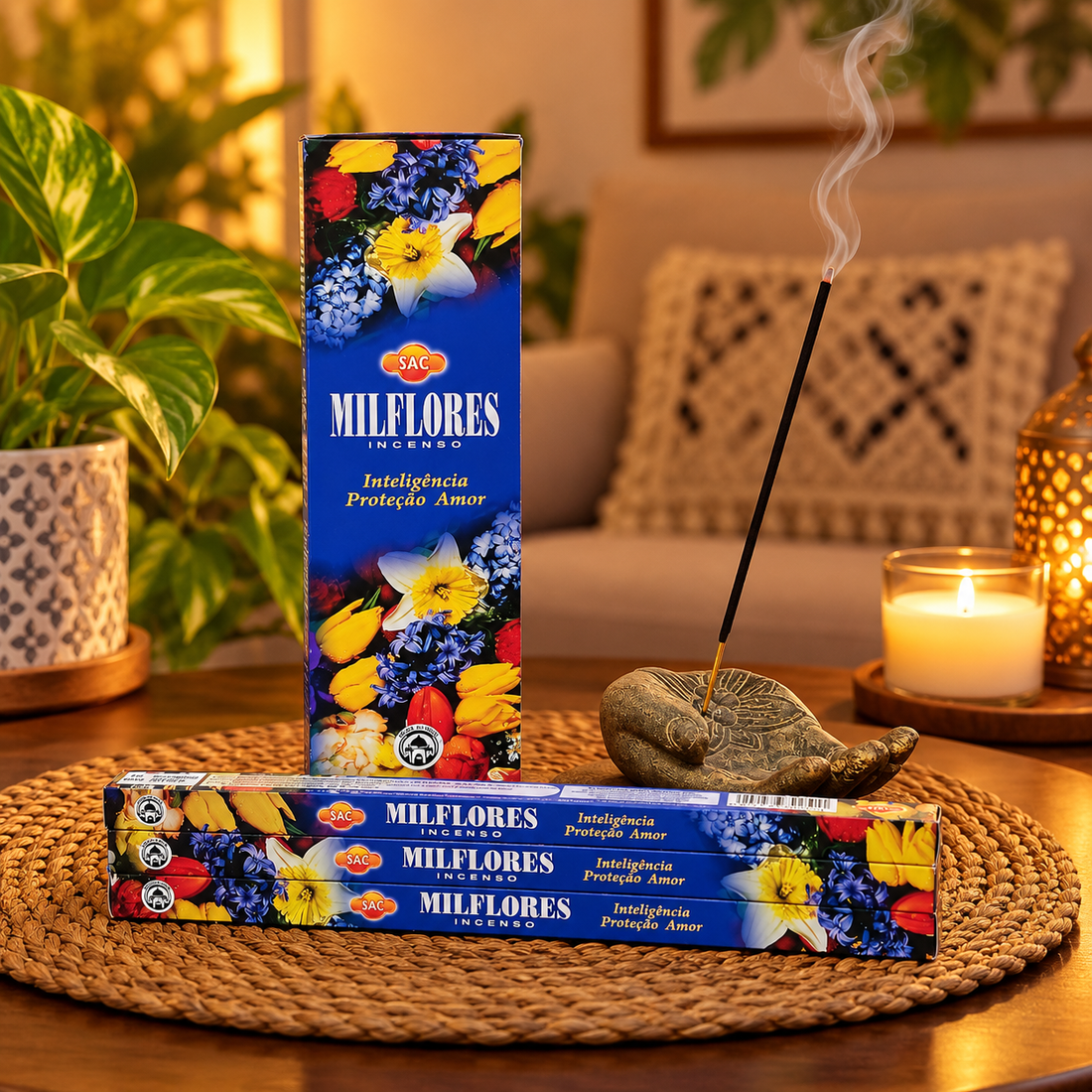 Incenso Milflores SAC Indiano – Kit com 12 Caixas de 8 Varetas (96 Varetas)